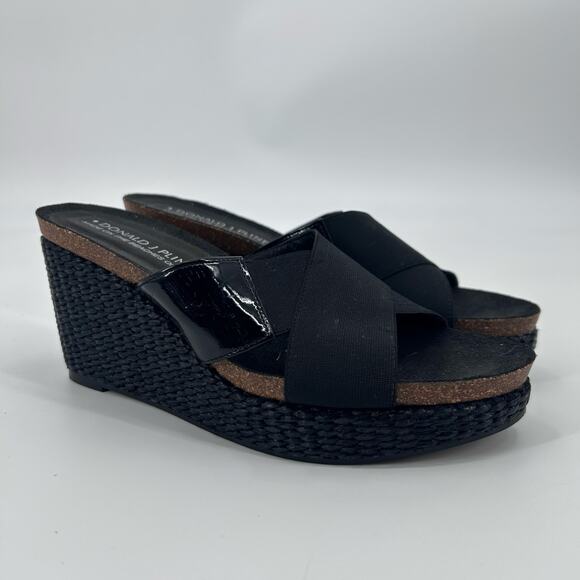 Donald J Pliner Bosna Black Criss-Cross Wedge Slide Sandals Platform Womens 7 - Picture 11 of 11